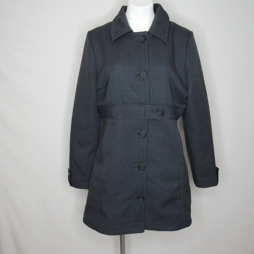 Lole Gray Herringbone Belted Trench Coat Women's 14 New NWT EVA Jacket